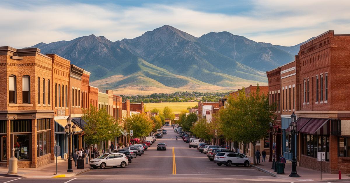 Arvada Colorado Olde Town with mountain views