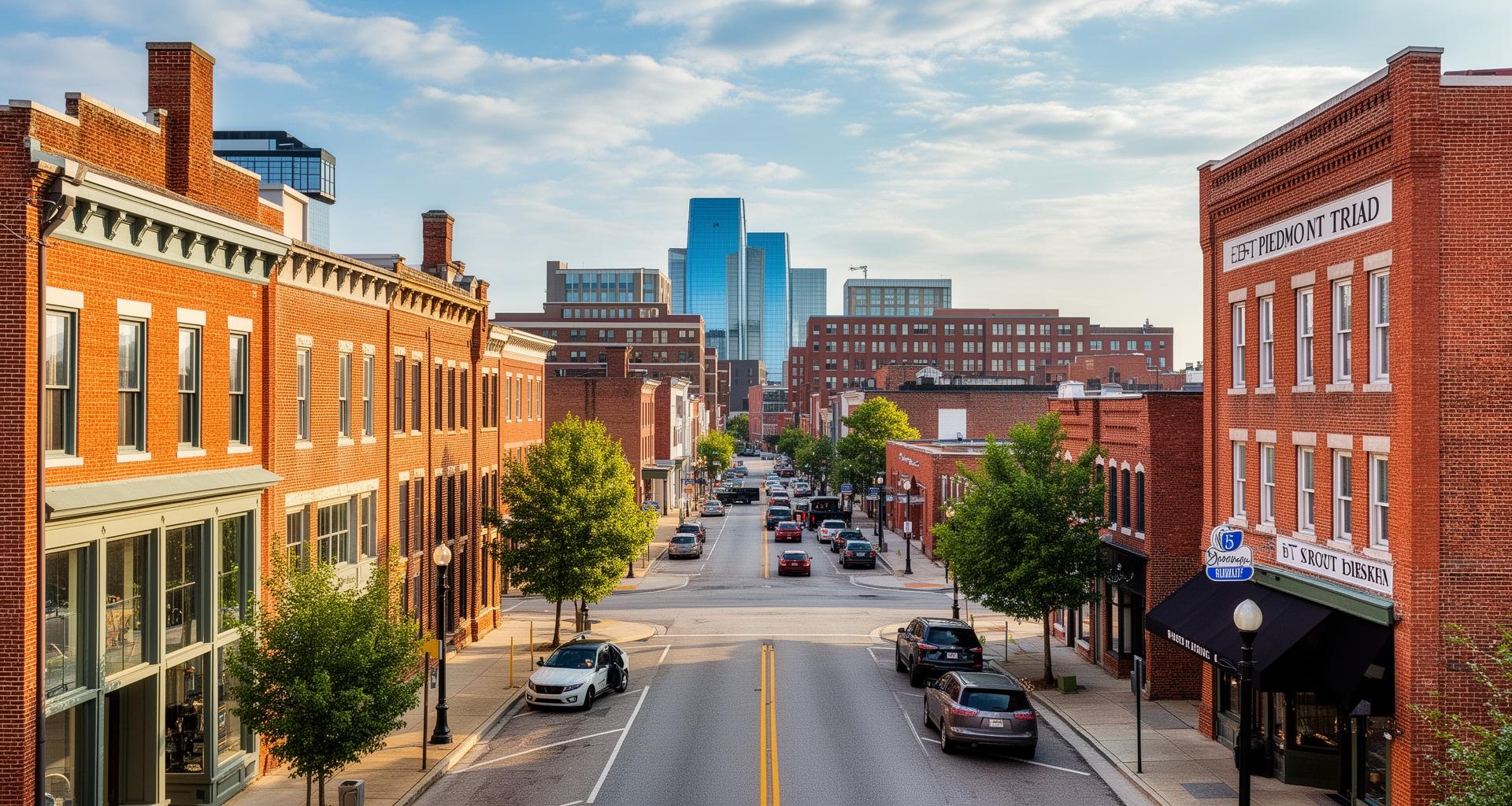 Burlington NC Piedmont Triad city downtown with historic textile heritage