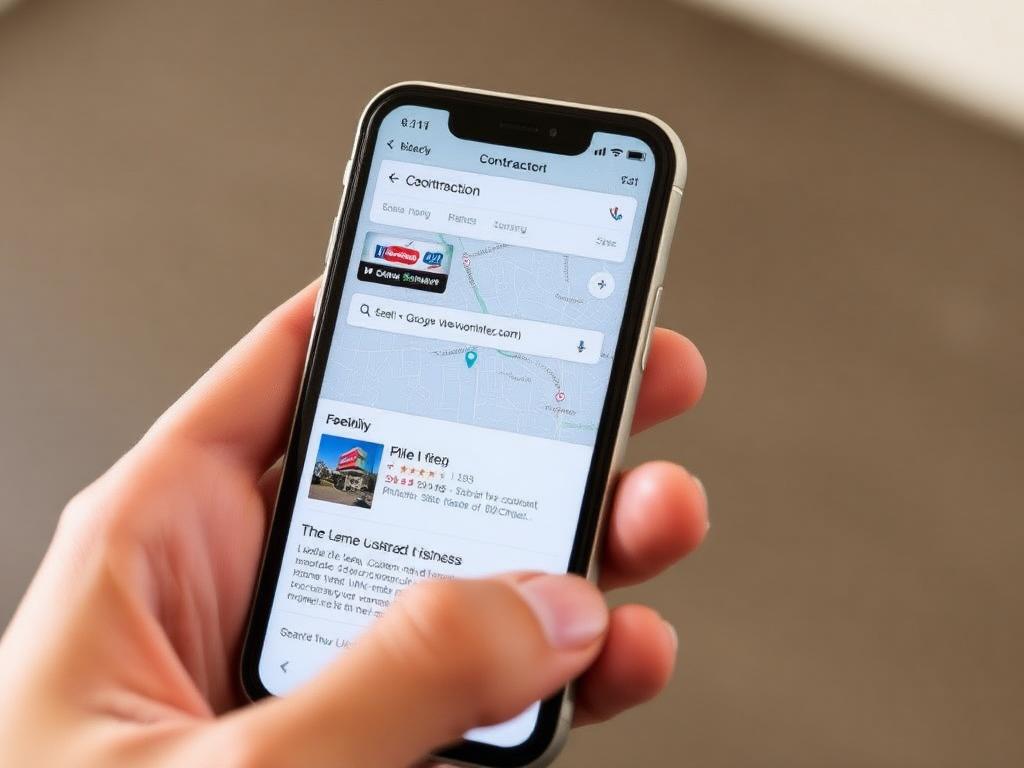 Customer finding local contractor on Google Maps mobile search