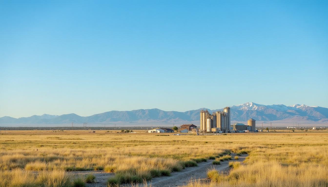 Greeley Colorado agricultural landscape with Rocky Mountains