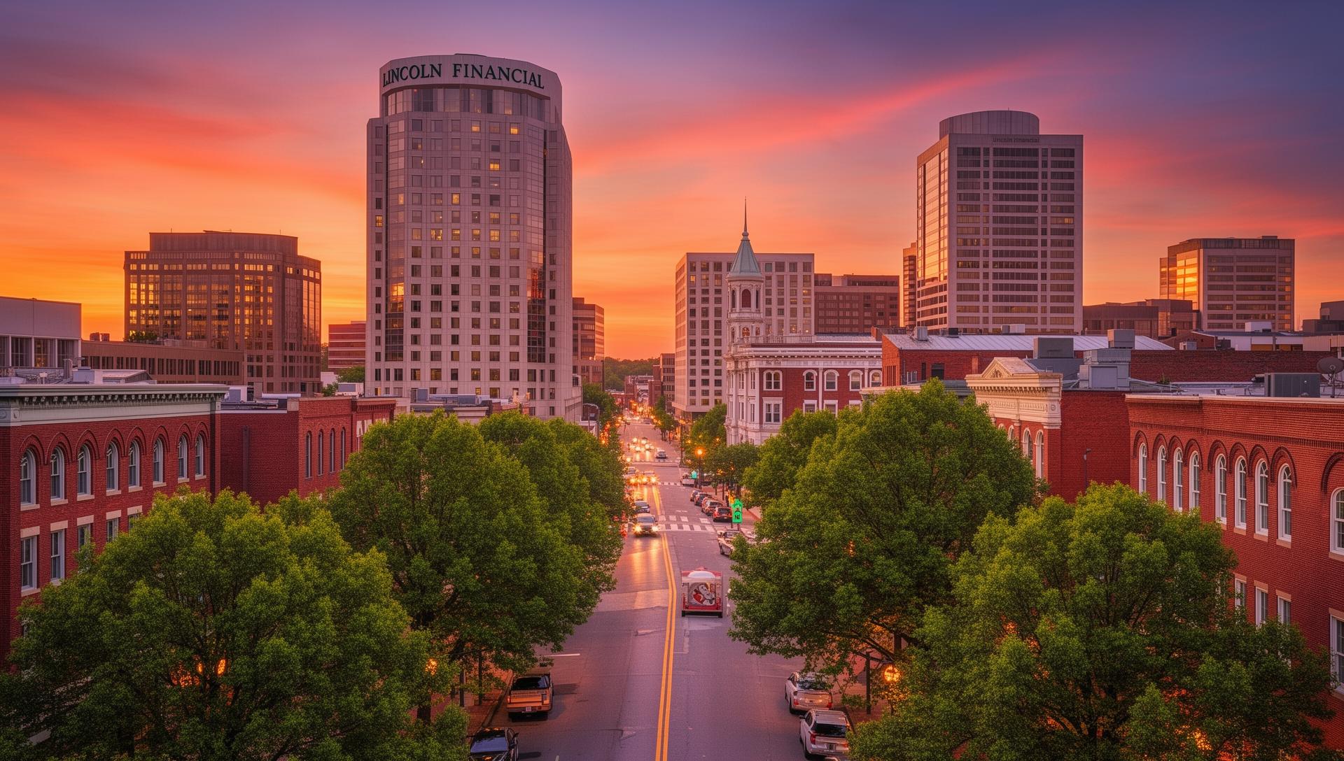 Greensboro North Carolina downtown skyline at sunset showcasing the Gate City where home service contractors compete for Google Business Profile visibility