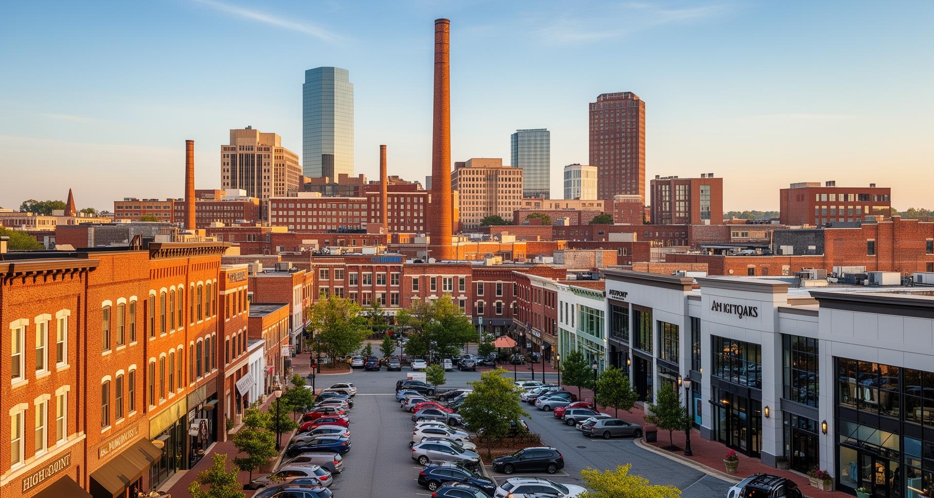 High Point North Carolina furniture market district and downtown skyline where home service contractors compete for Google Business Profile visibility