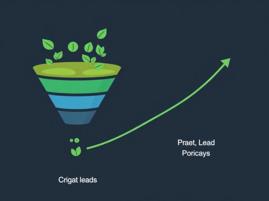 Lead funnel showing organic leads growing versus paid leads declining over time