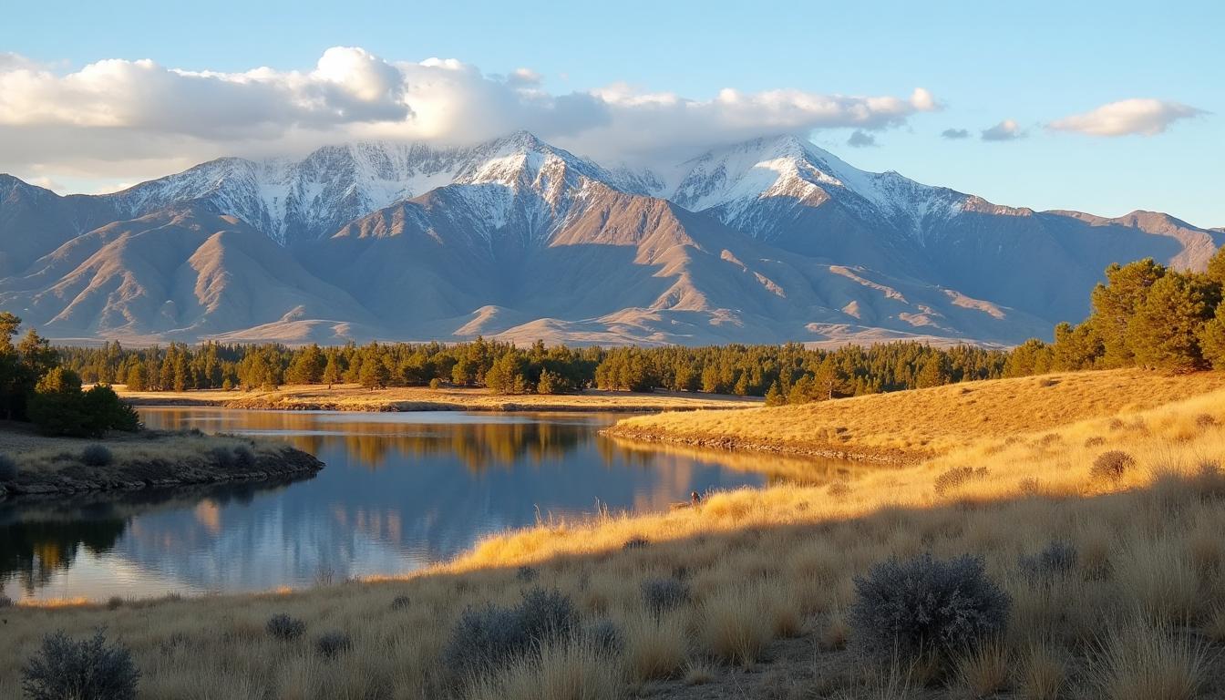 Loveland Colorado with Lake Loveland and Rocky Mountains