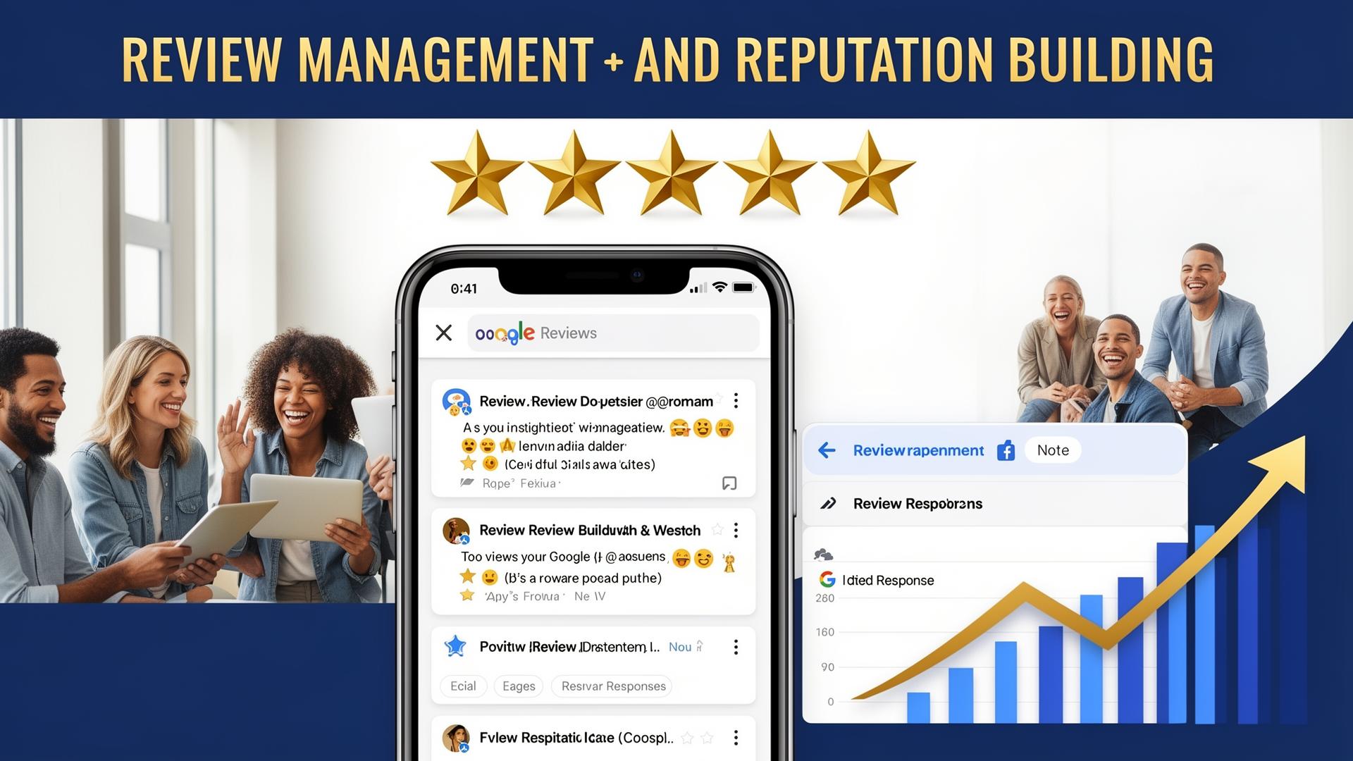 Customer review management dashboard showing star ratings and feedback