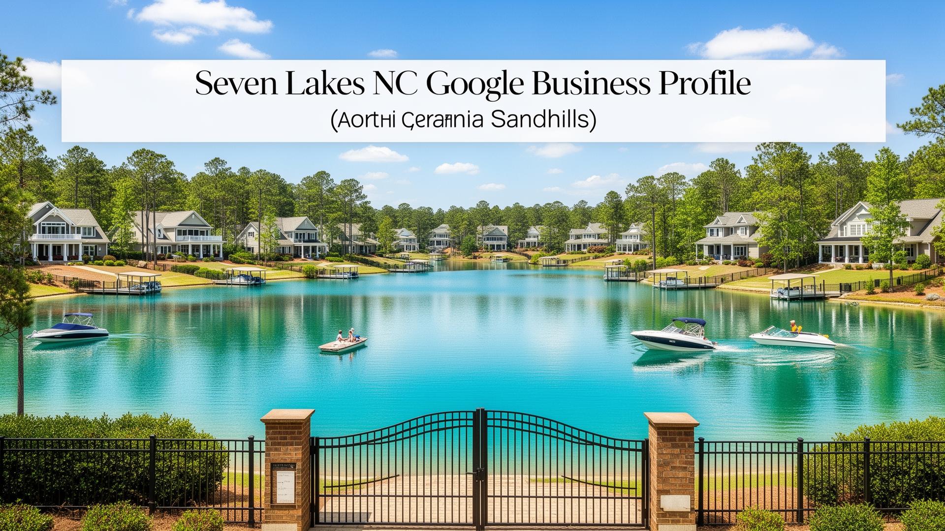 Seven Lakes NC Google Business Profile optimization showing gated lake community with luxury lakefront homes