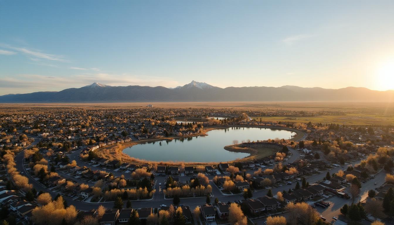 Westminster Colorado with Standley Lake and Rocky Mountain foothills