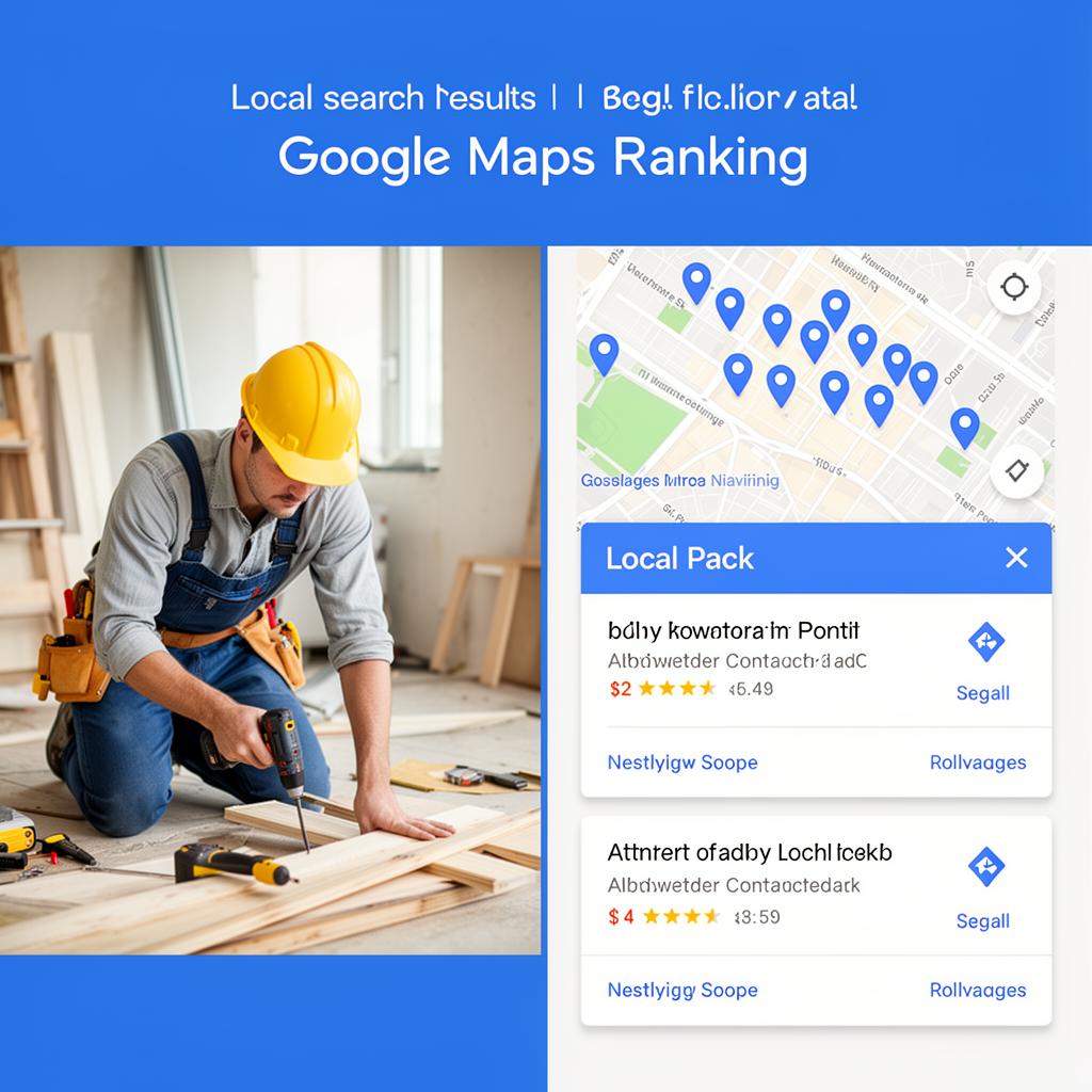 Local search results and Google Maps ranking showing contractor in Local Pack