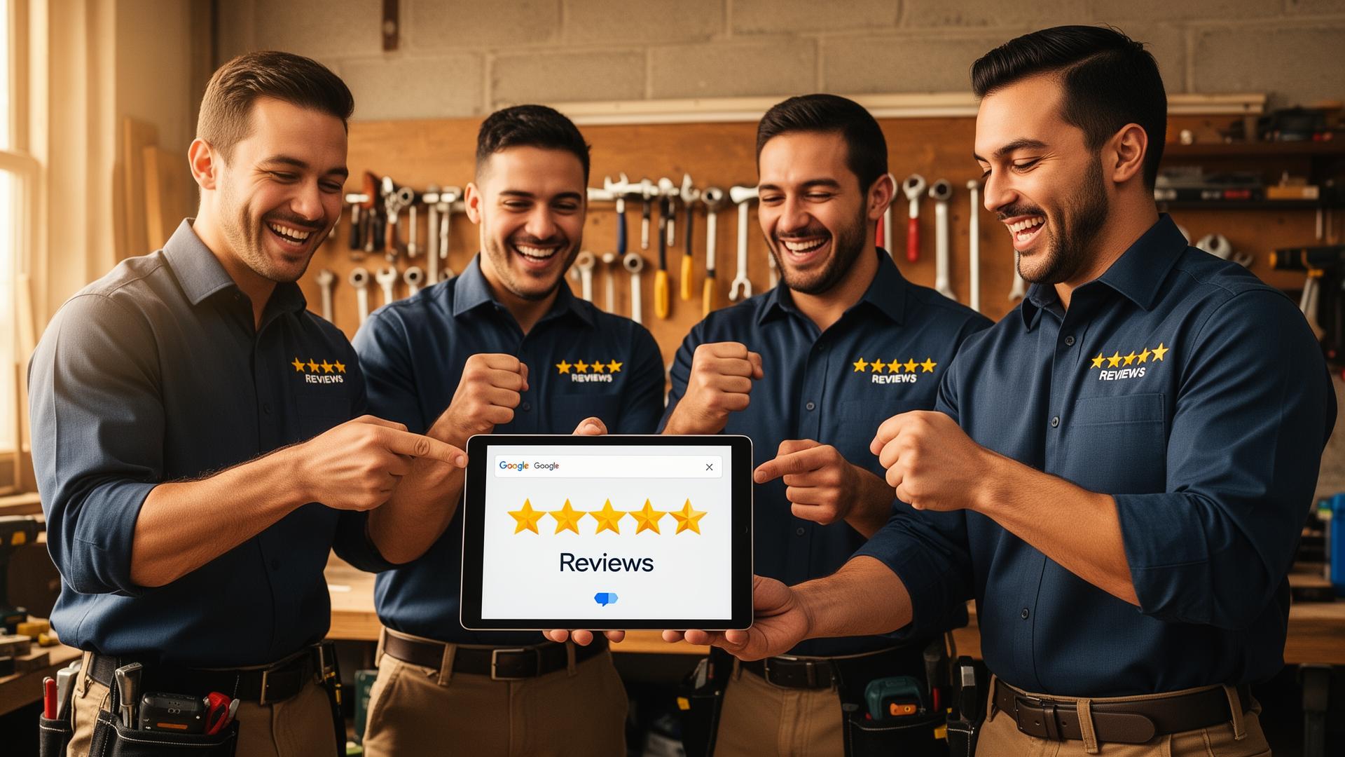 Home services contractor viewing their 5-star Google Business Profile on mobile
